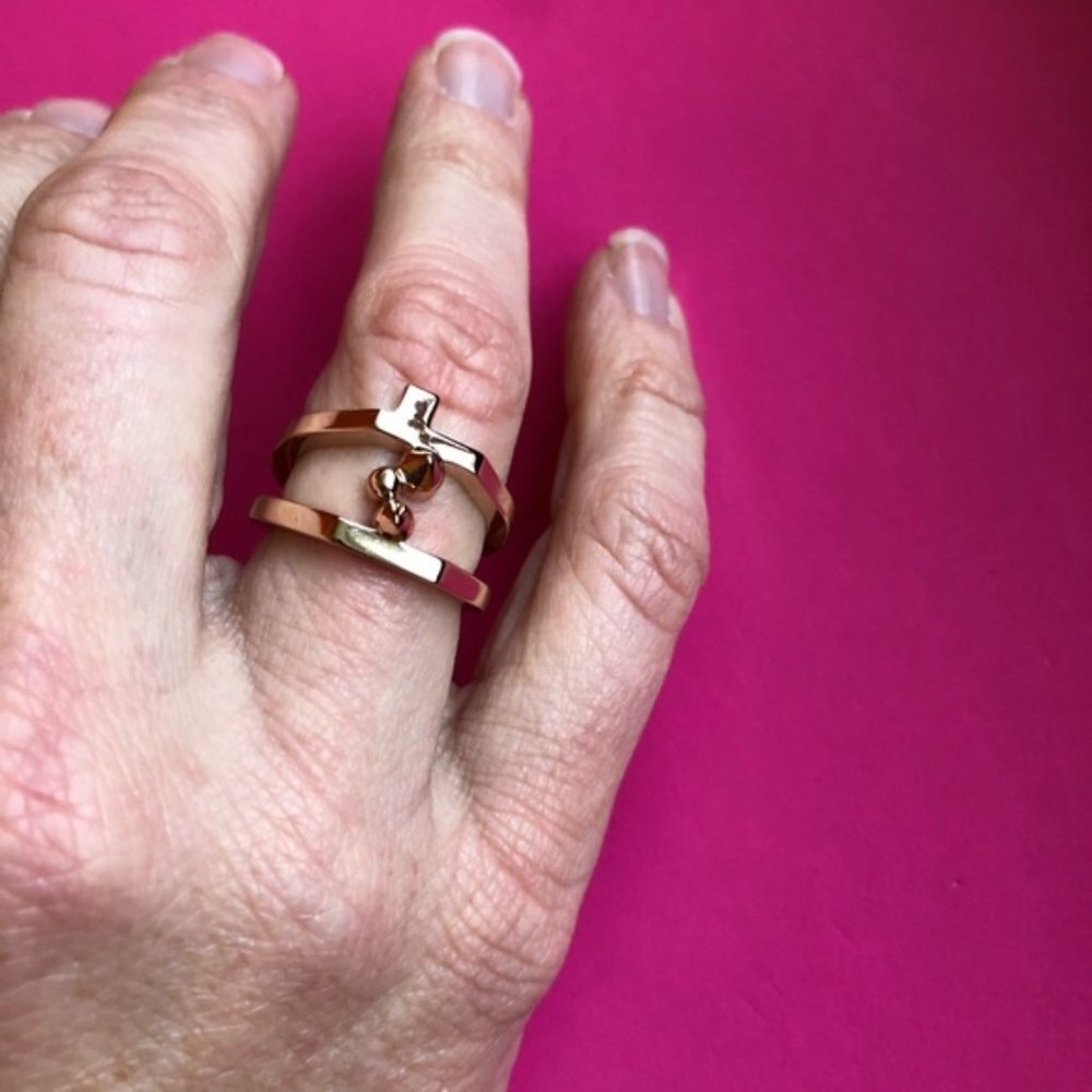 Eddie Borgo Sculptural‎ Layered Ring Rose Gold tone - Picture 3 of 7